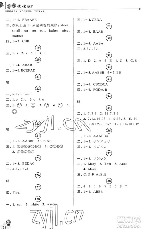 中国和平出版社2022暑假优化学习三年级英语人教版答案 中国和平出版社2022暑假优化学习三年级英语人教版答案