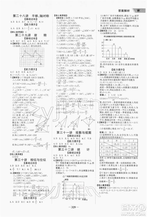 河北少年儿童出版社2022世纪金榜初中全程复习方略数学通用版福建专版参考答案