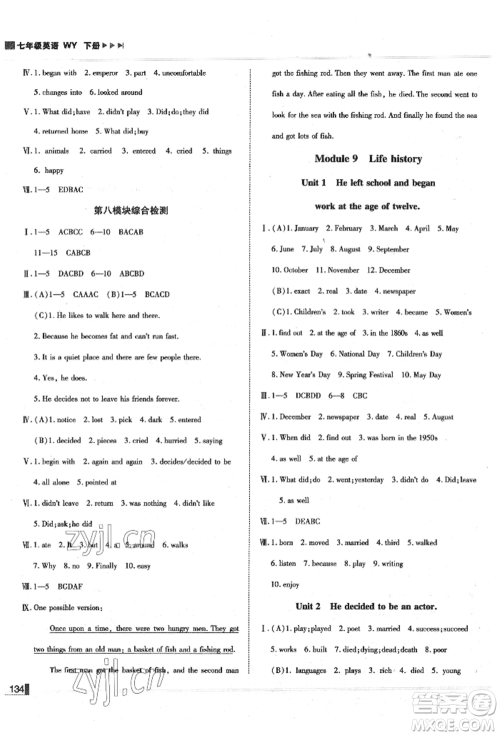 北方妇女儿童出版社2022胜券在握辽宁作业分层培优学案七年级下册英语外研版参考答案 北方妇女儿童出版社2022胜券在握辽宁作业分层培优学案七年级下册英语外研版参考答案