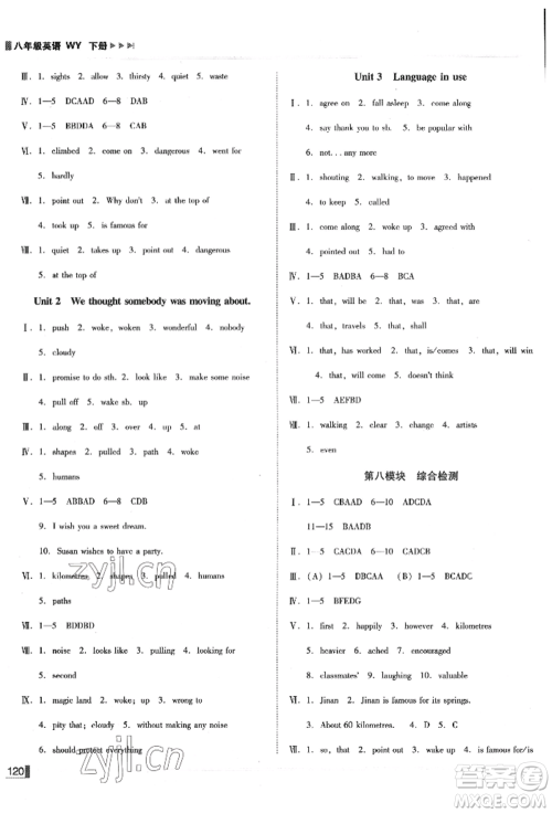 北方妇女儿童出版社2022胜券在握辽宁作业分层培优学案八年级下册英语外研版参考答案 北方妇女儿童出版社2022胜券在握辽宁作业分层培优学案八年级下册英语外研版参考答案