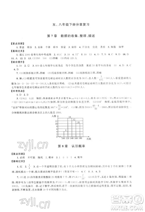 黄山出版社2022暑假大串联数学八年级江苏科技教材适用答案