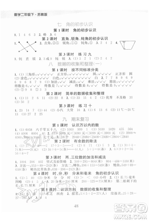 北方妇女儿童出版社2022江苏金考卷数学二年级下册苏教版答案 北方妇女儿童出版社2022江苏金考卷数学二年级下册苏教版答案