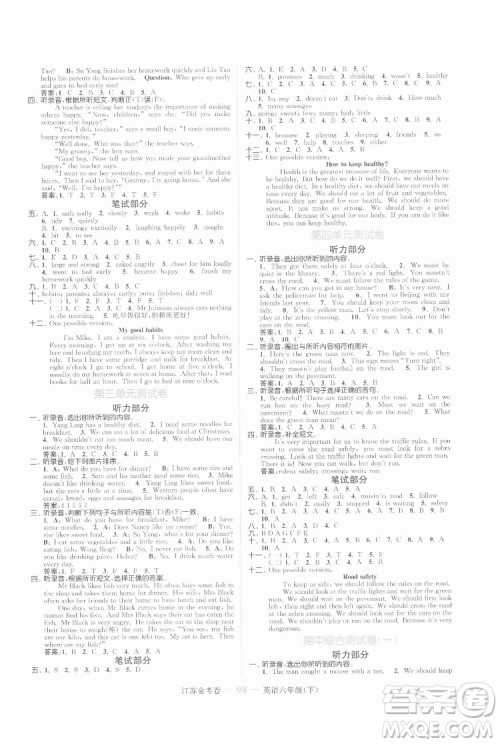 北方妇女儿童出版社2022江苏金考卷英语六年级下册江苏版答案 北方妇女儿童出版社2022江苏金考卷英语六年级下册江苏版答案