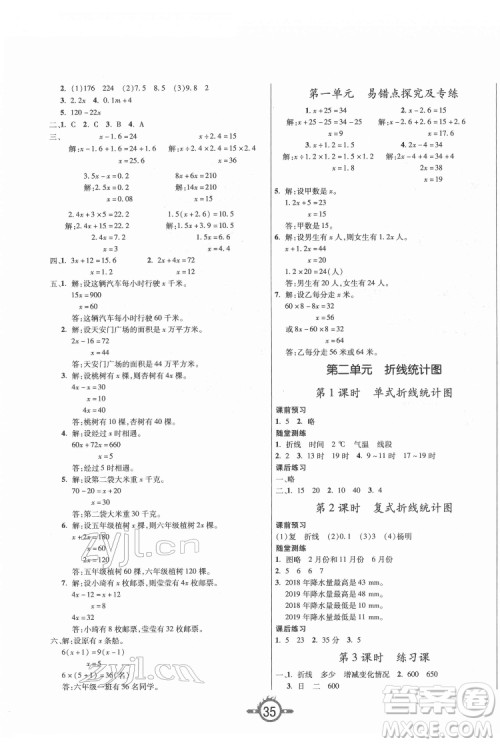 西安出版社2022创新课课练作业本数学五年级下册SJ苏教版答案