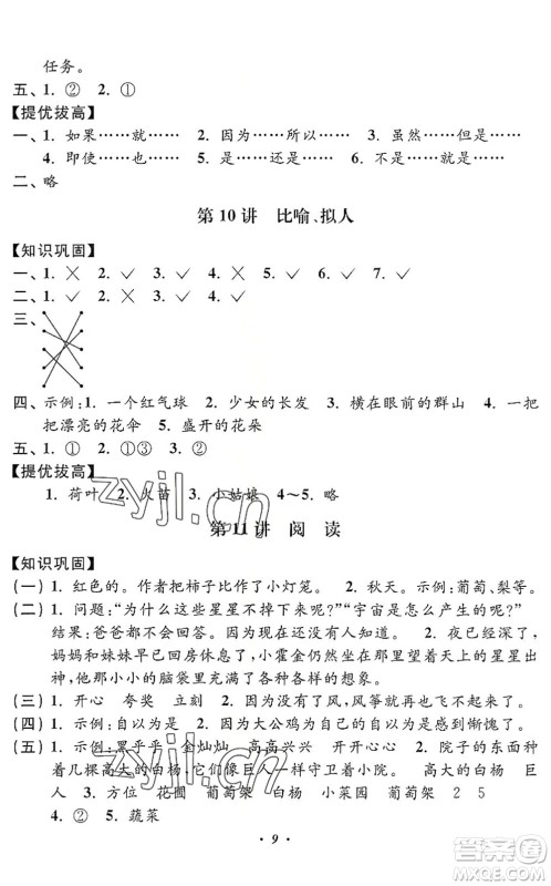 江苏凤凰美术出版社2022暑假培优衔接16讲1升2年级语文人教版答案