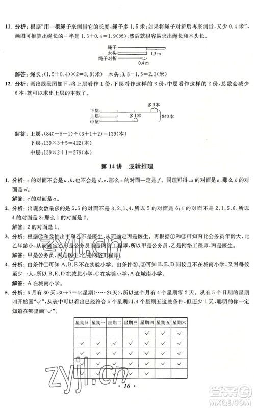 江苏凤凰美术出版社2022暑假培优衔接16讲5升6年级数学人教版答案