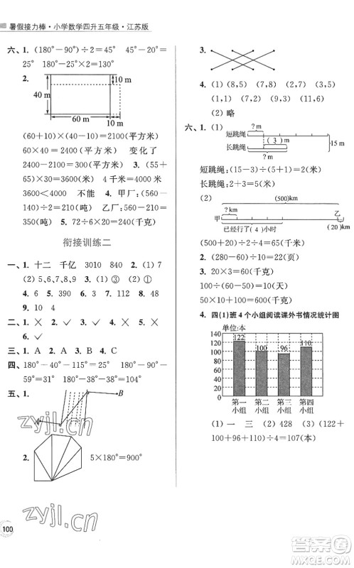 江苏凤凰美术出版社2022暑假接力棒小学数学四升五年级江苏版答案 江苏凤凰美术出版社2022暑假接力棒小学数学四升五年级江苏版答案