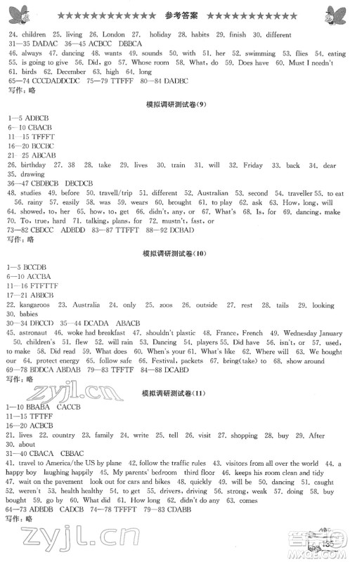 江南电子音像出版社2022综合复习与测试六年级英语下册人教版答案 江南电子音像出版社2022综合复习与测试六年级英语下册人教版答案