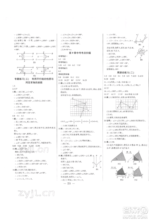 吉林人民出版社2022初中新课标名师学案智慧大课堂七年级下册数学青岛版参考答案