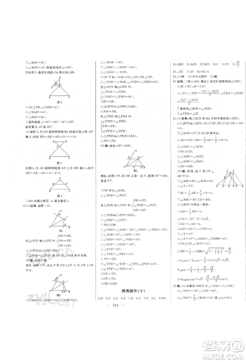 吉林人民出版社2022初中新课标名师学案智慧大课堂八年级下册数学青岛版参考答案