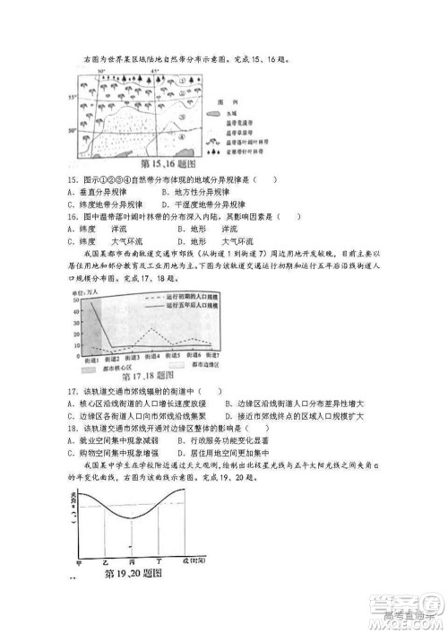 2022年高考真题浙江卷地理试题及答案解析
