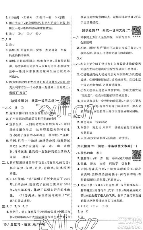 江西教育出版社2022阳光同学小学毕业升学系统总复习六年级语文下册人教版答案 江西教育出版社2022阳光同学小学毕业升学系统总复习六年级语文下册人教版答案