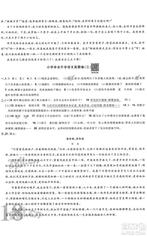 江西教育出版社2022阳光同学小学毕业升学系统总复习六年级语文下册人教版答案 江西教育出版社2022阳光同学小学毕业升学系统总复习六年级语文下册人教版答案