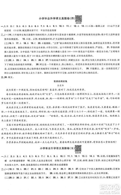 江西教育出版社2022阳光同学小学毕业升学系统总复习六年级语文下册人教版答案 江西教育出版社2022阳光同学小学毕业升学系统总复习六年级语文下册人教版答案