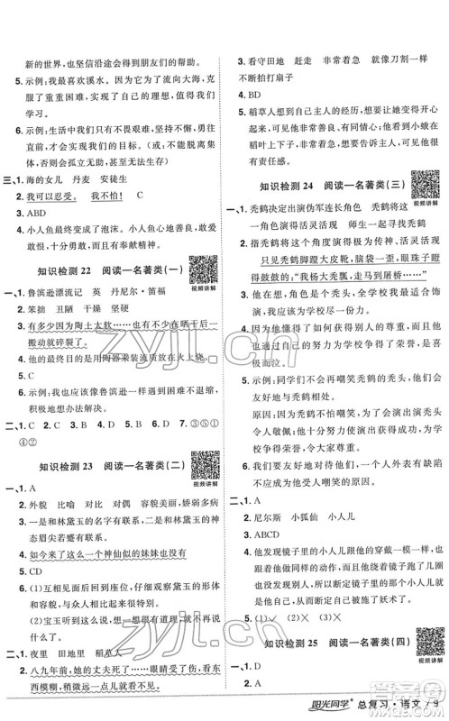 江西教育出版社2022阳光同学浙江省小学毕业升学系统总复习六年级语文下册人教版答案 江西教育出版社2022阳光同学浙江省小学毕业升学系统总复习六年级语文下册人教版答案