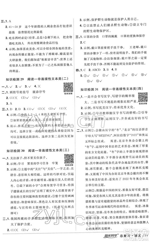 江西教育出版社2022阳光同学浙江省小学毕业升学系统总复习六年级语文下册人教版答案 江西教育出版社2022阳光同学浙江省小学毕业升学系统总复习六年级语文下册人教版答案