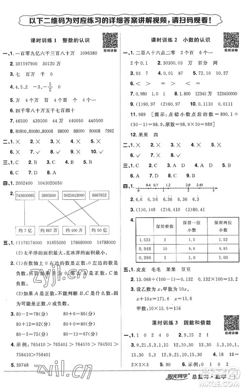 江西教育出版社2022阳光同学小学毕业升学系统总复习六年级数学下册人教版答案 江西教育出版社2022阳光同学小学毕业升学系统总复习六年级数学下册人教版答案