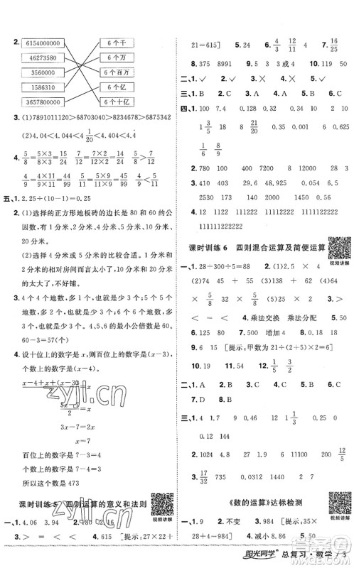江西教育出版社2022阳光同学小学毕业升学系统总复习六年级数学下册人教版答案 江西教育出版社2022阳光同学小学毕业升学系统总复习六年级数学下册人教版答案