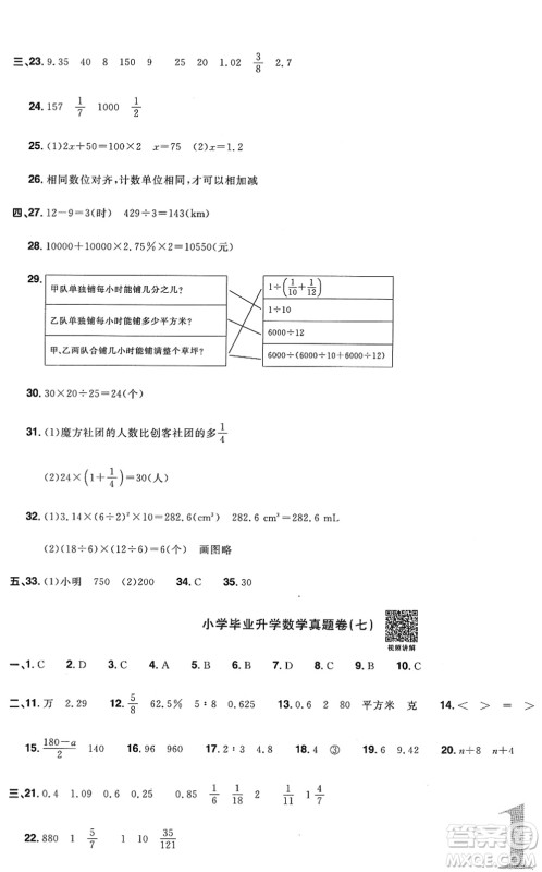 江西教育出版社2022阳光同学小学毕业升学系统总复习六年级数学下册人教版答案 江西教育出版社2022阳光同学小学毕业升学系统总复习六年级数学下册人教版答案