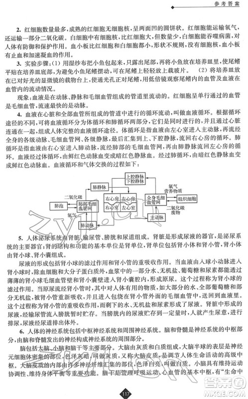 江苏人民出版社2022中考复习指南九年级生物通用版答案