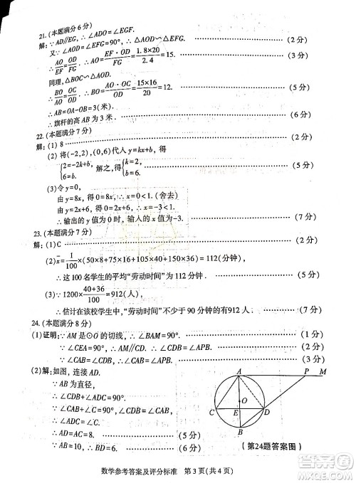 2022年陕西省初中学业水平考试数学试题及答案