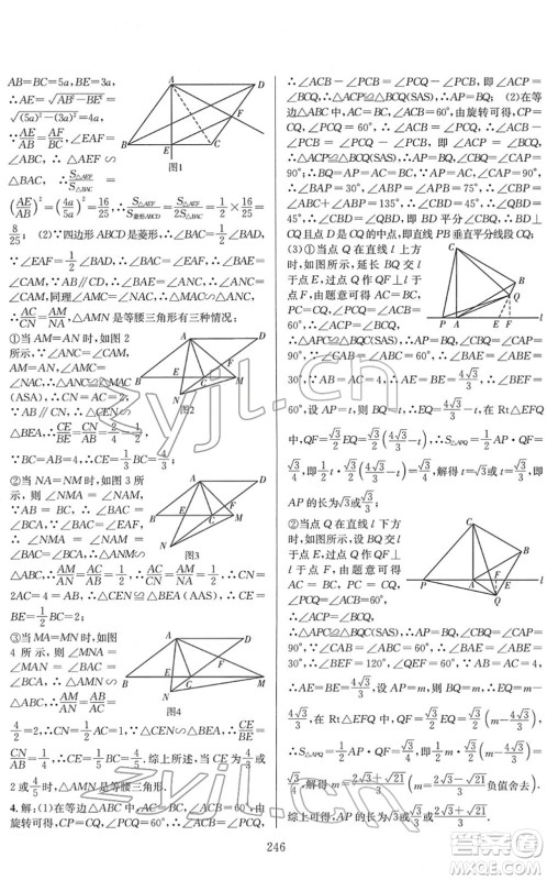 长江少年儿童出版社2022中考复习指南九年级数学通用版答案 长江少年儿童出版社2022中考复习指南九年级数学通用版答案