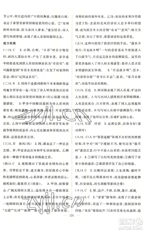 长江少年儿童出版社2022中考复习指南九年级语文通用版咸宁专版答案