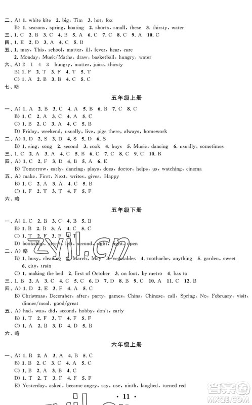 江苏凤凰科学技术出版社2022新思维冲刺小升初达标总复习六年级英语提升版答案