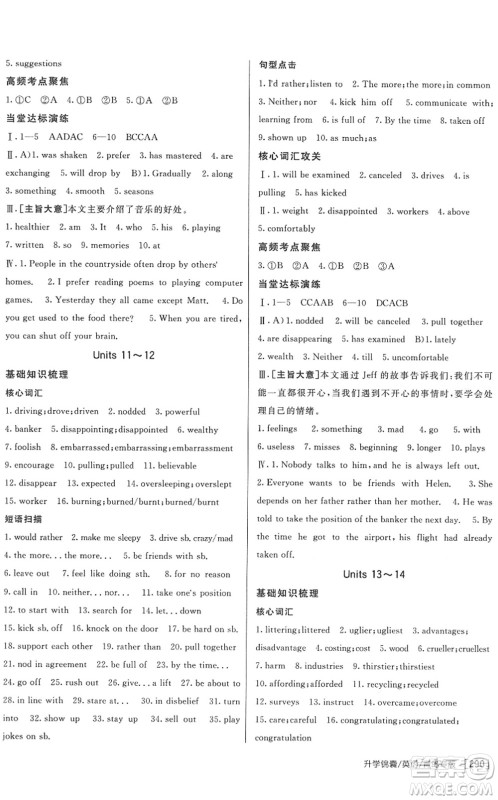 新疆青少年出版社2022升学锦囊九年级英语青岛专版答案 新疆青少年出版社2022升学锦囊九年级英语青岛专版答案