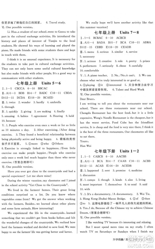 新疆青少年出版社2022升学锦囊九年级英语泰安专版答案 新疆青少年出版社2022升学锦囊九年级英语泰安专版答案