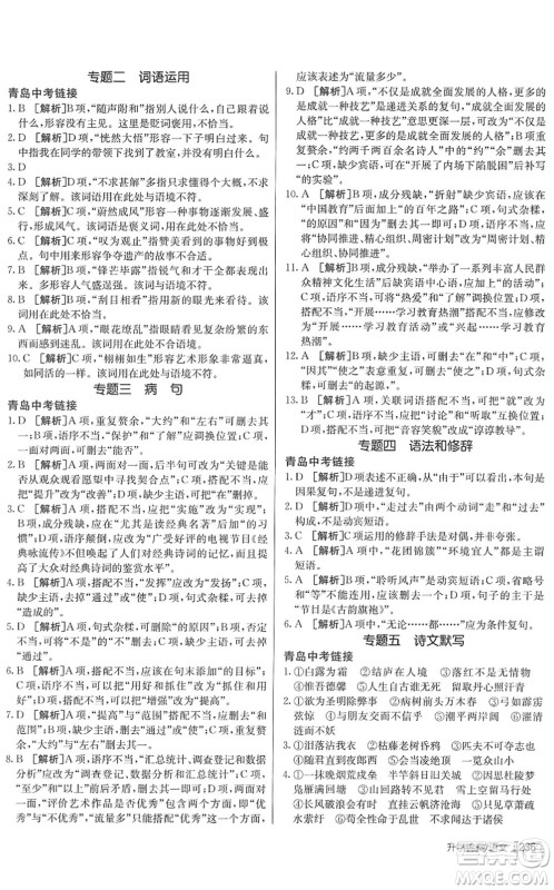 新疆青少年出版社2022升学锦囊九年级语文青岛专版答案 新疆青少年出版社2022升学锦囊九年级语文青岛专版答案