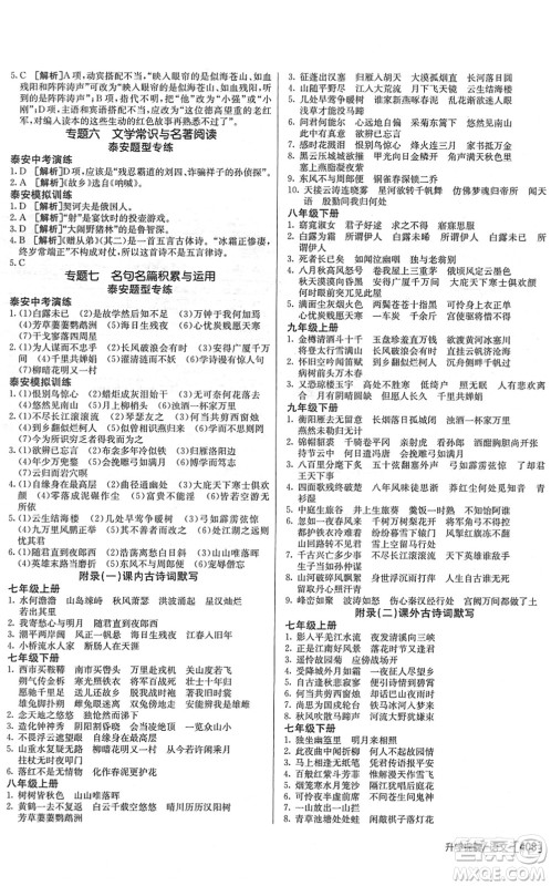 新疆青少年出版社2022升学锦囊九年级语文泰安专版答案 新疆青少年出版社2022升学锦囊九年级语文泰安专版答案