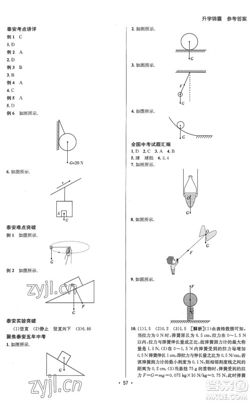 新疆青少年出版社2022升学锦囊九年级物理泰安专版答案 新疆青少年出版社2022升学锦囊九年级物理泰安专版答案