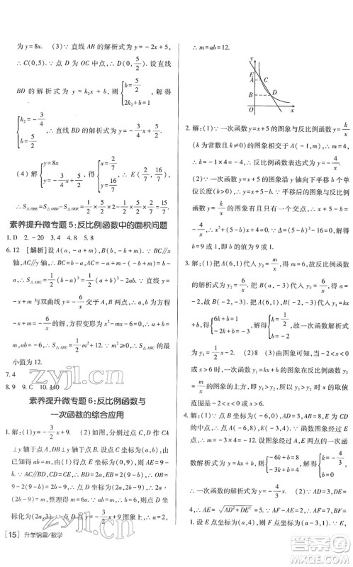 新疆青少年出版社2022升学锦囊九年级数学青岛专版答案