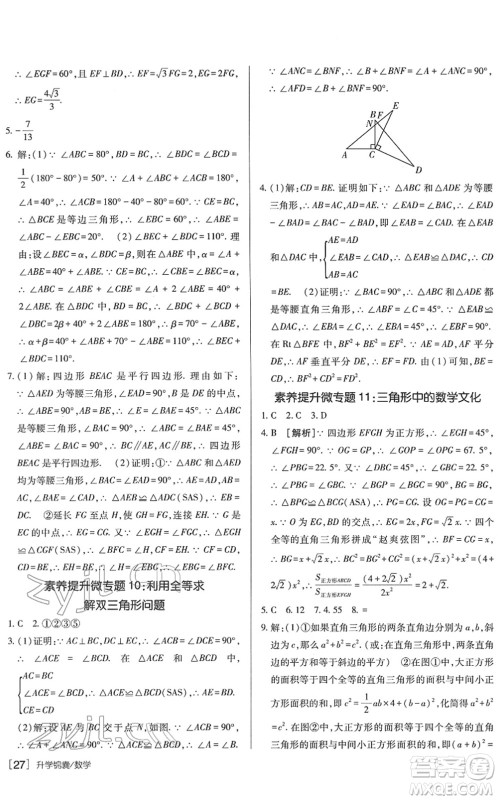 新疆青少年出版社2022升学锦囊九年级数学青岛专版答案