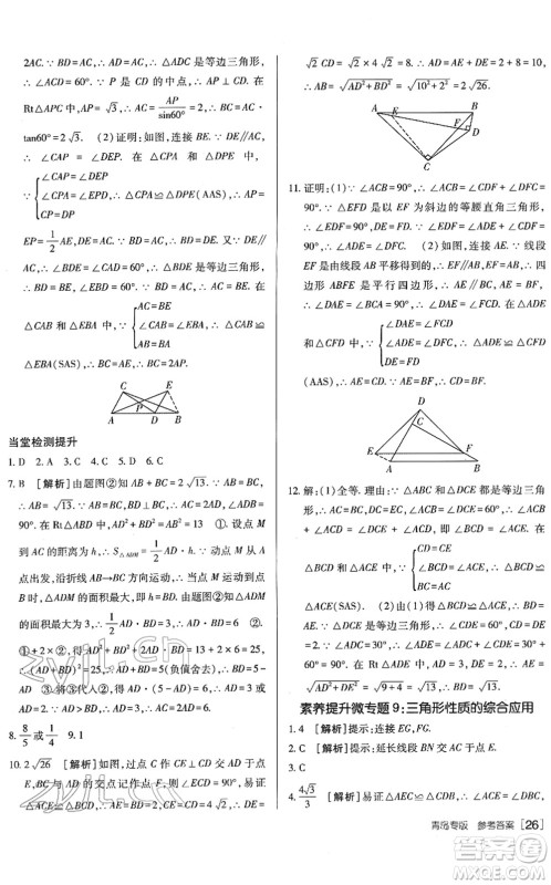 新疆青少年出版社2022升学锦囊九年级数学青岛专版答案