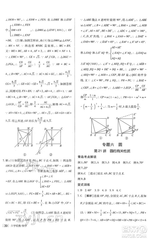 新疆青少年出版社2022升学锦囊九年级数学青岛专版答案