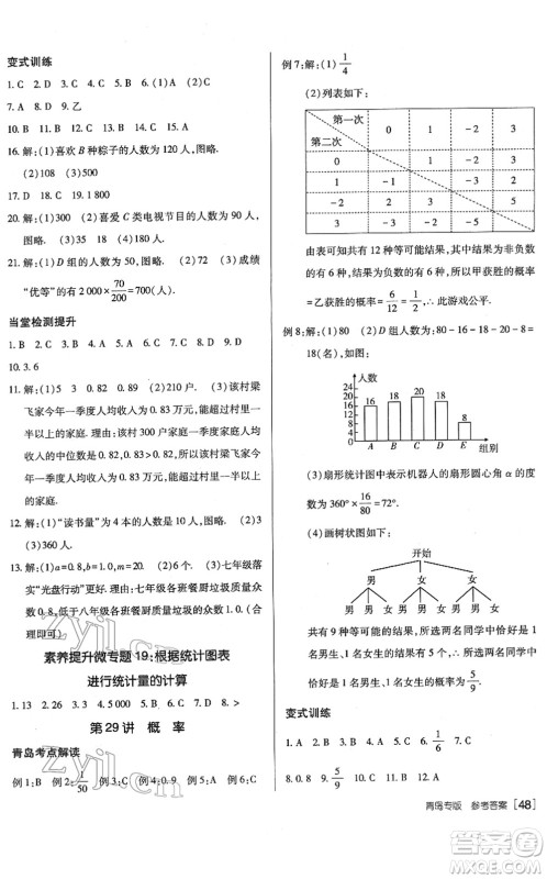 新疆青少年出版社2022升学锦囊九年级数学青岛专版答案