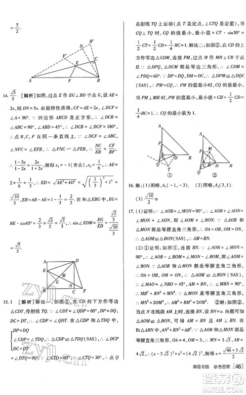 新疆青少年出版社2022升学锦囊九年级数学青岛专版答案