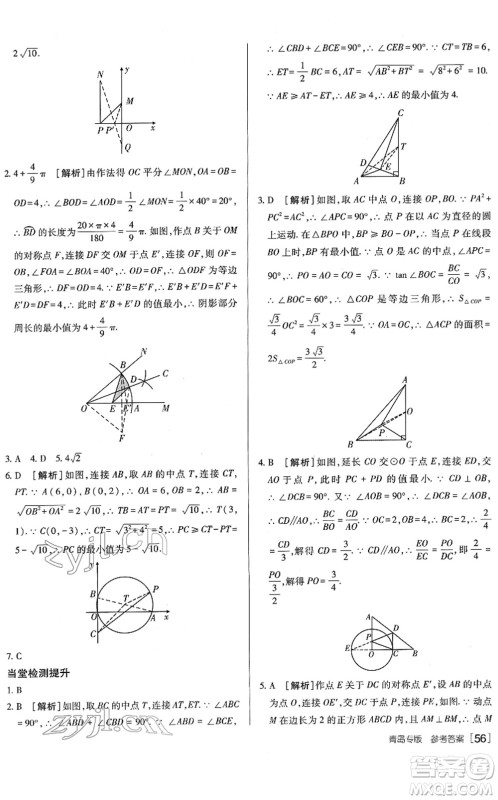 新疆青少年出版社2022升学锦囊九年级数学青岛专版答案