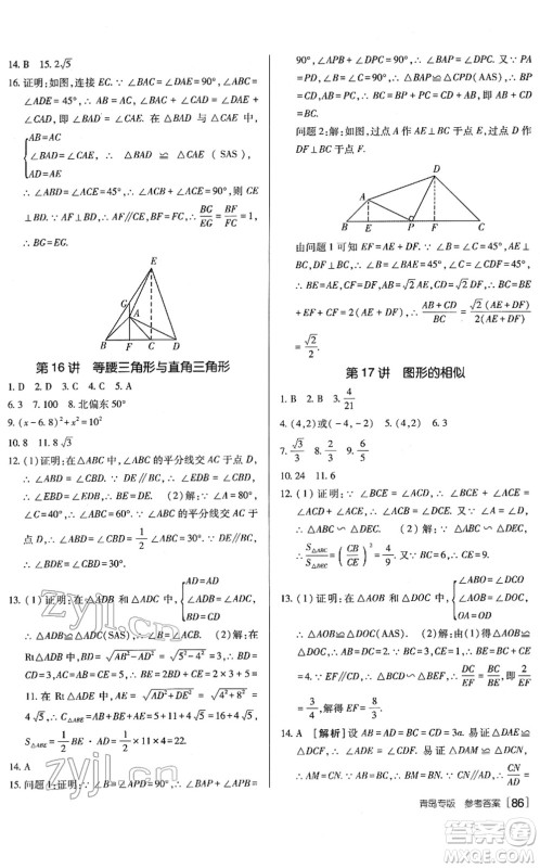 新疆青少年出版社2022升学锦囊九年级数学青岛专版答案