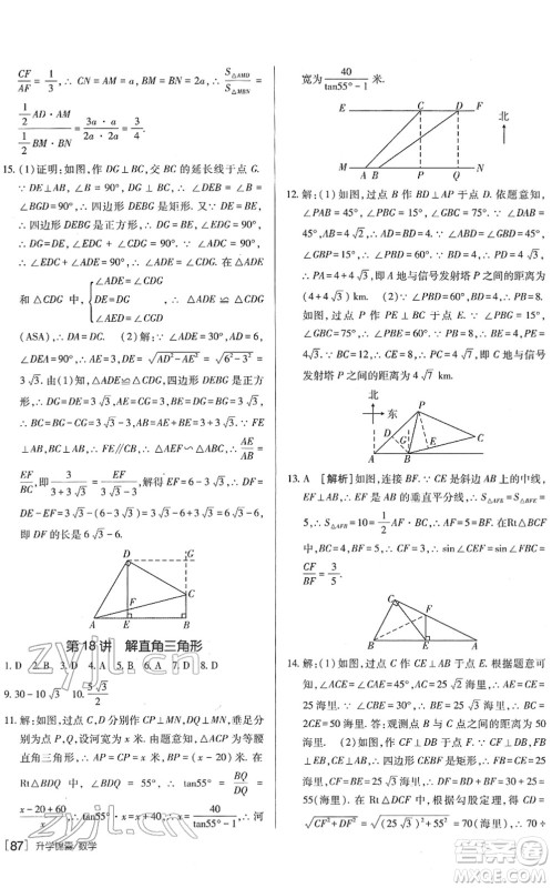 新疆青少年出版社2022升学锦囊九年级数学青岛专版答案
