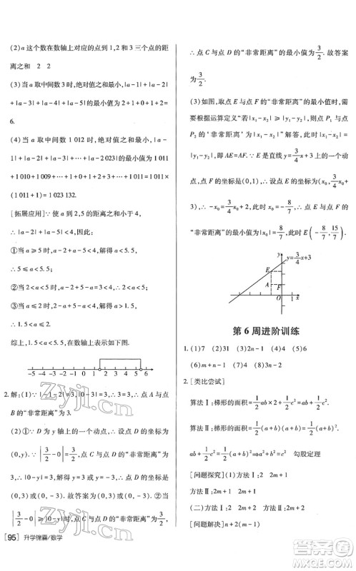 新疆青少年出版社2022升学锦囊九年级数学青岛专版答案