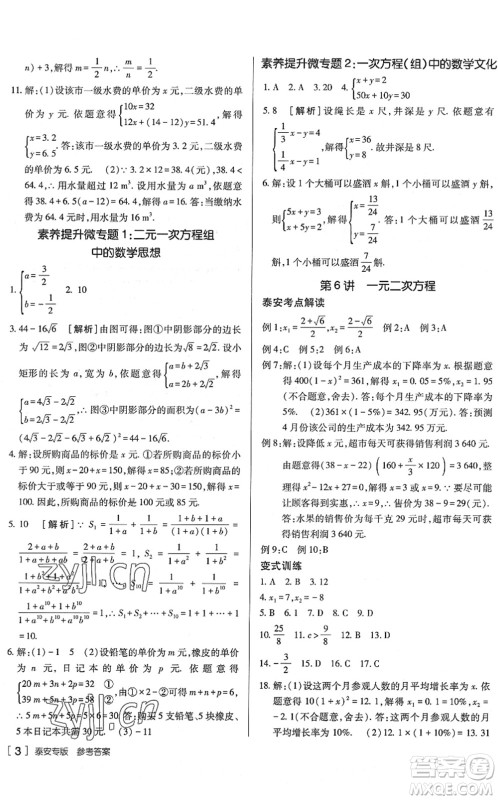 新疆青少年出版社2022升学锦囊九年级数学泰安专版答案 新疆青少年出版社2022升学锦囊九年级数学泰安专版答案