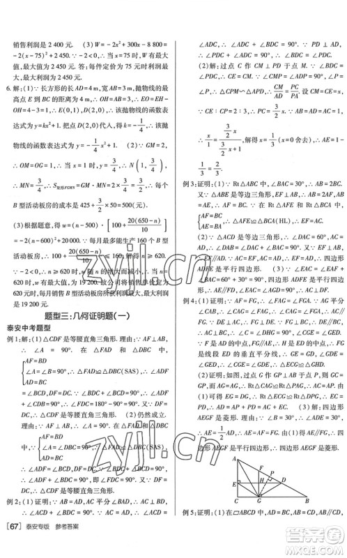 新疆青少年出版社2022升学锦囊九年级数学泰安专版答案 新疆青少年出版社2022升学锦囊九年级数学泰安专版答案