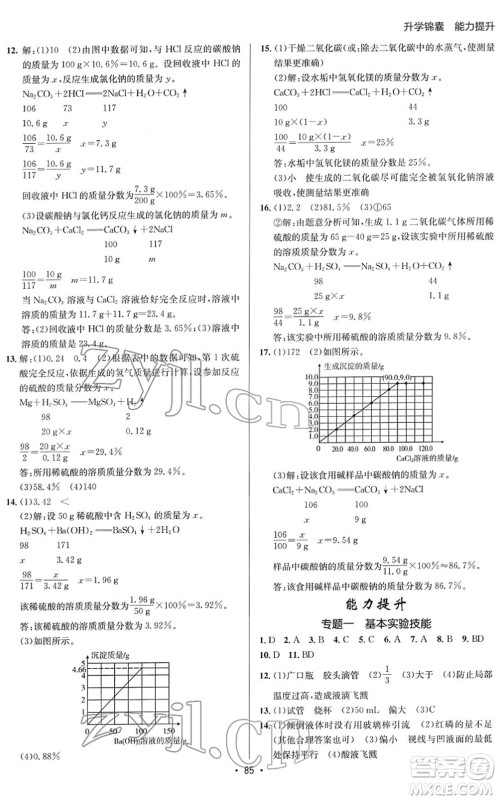 新疆青少年出版社2022升学锦囊九年级化学青岛专版答案