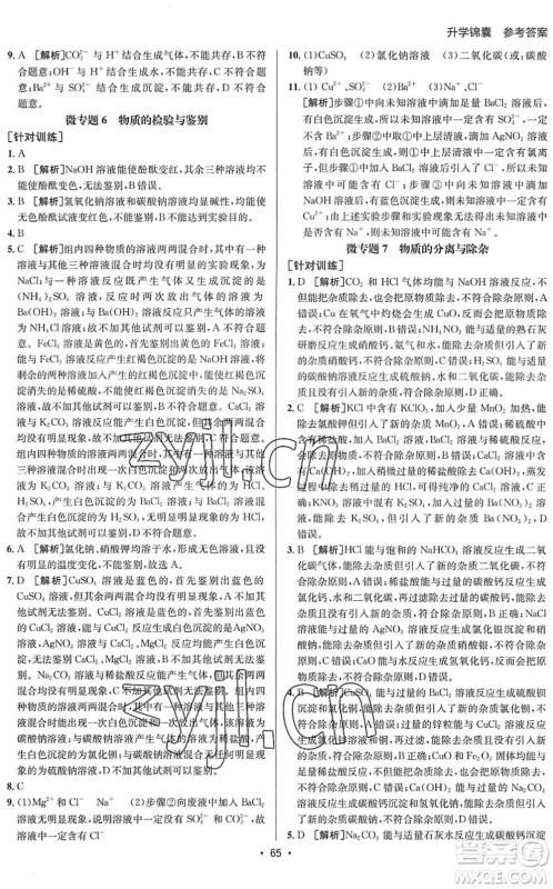 新疆青少年出版社2022升学锦囊九年级化学泰安专版答案