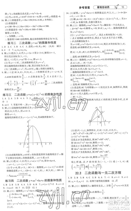 宁夏人民教育出版社2022经纶学典暑假总动员八年级数学RJ人教版答案