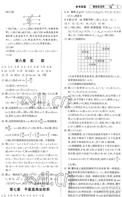 宁夏人民教育出版社2022经纶学典暑假总动员七年级数学RJ人教版答案