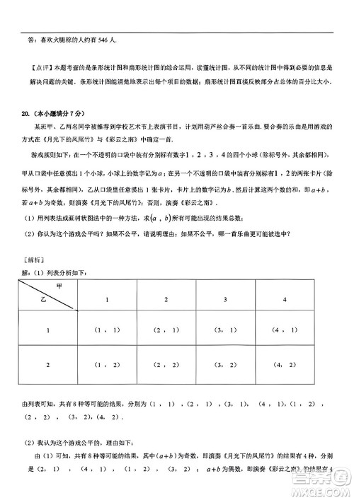 2022年云南省初中学业水平考试数学试题卷及答案